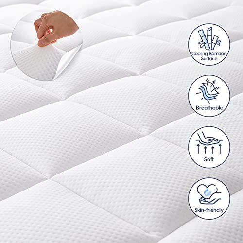 ELEMUSE Dual Layer 4 Inch Memory Foam Mattress Topper Queen Size, 2 Inch Cooling Gel Memory Foam Plus 2 Inch Bamboo Pillow Top Cover, Comfort Support Back Pain Relief