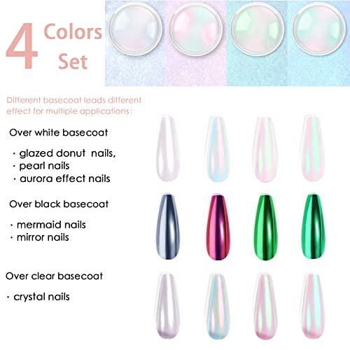 Allstarry Chrome Nail Powder Metallic Mirror Effect Pigment Iridescent Aurora, Mermaid Pearl Glitter Dust Kit for Gel Polish Nail Art Decoration, Resin Craft- Violet Green Emerald