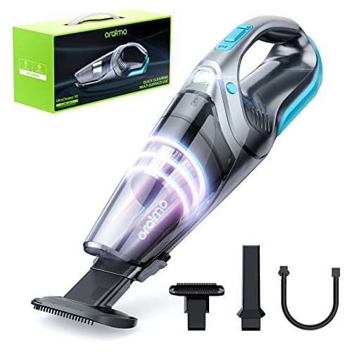 Oraimo Handheld Vacuum Rechargeable, Portable Hand Held Vacuums Cordless with Detachable Battery, Bright LED, 2 Washable Hepa Filters, Easier to Hold and Maneuver for Home Office Baseboards
