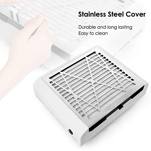 AONOLOVO Nail Dust Collector Extractor Fan, Powerful Nail Suction Vacuum Dust Fan Collector Machine Manicure Tool for Acrylic Nails Removal, White