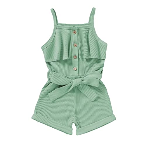 2 Year Old Girl Clothes Summer Toddler Baby Strap Sleeveless One Piece Romper Casual Summer Jumpsuit, Green Suspender Clothes 2-3T/100cm