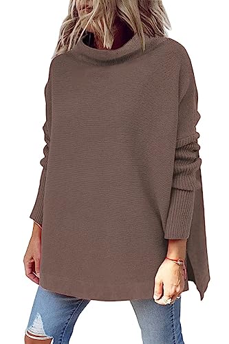 EFAN Women's 2023 Fall Clothes Lightweight Turtleneck Fashion Clothing Long Sleeve Loose Sweater Casual Outfits Cable Knit Pullover Sweaters for Women