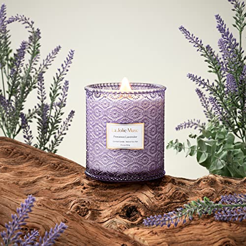 LA JOLIE MUSE Lavender Candle, Large Natural Soy Candle, 90 Hours Burning Time, Wood Wicked Candle, Aromatherapy Candle Gifts for Women, Luxury Candles for Home, Birthday Gift for Women