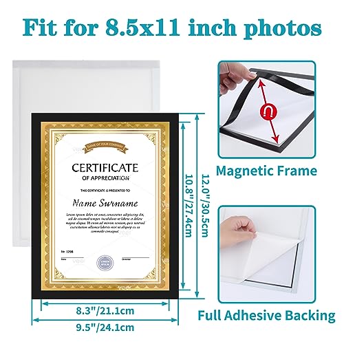 CRUGLA 30 Packs 8.5 x 11 picture frame Bulk, 8.5 by 11 Certificate Frame Document Frames, Magnetic Picture Frames with Self Adhesive Backing for Refrigerator Glass Locker Cubicle