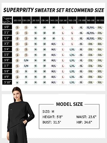 SuperPrity Cozy Knit Lounge Set 2023 Fall Trendy Mock Neck Sweater Sets Womens Plus 2 Piece Outfits Oversized Matching Pants Set Lounge Wear-2XL,Navy Blue