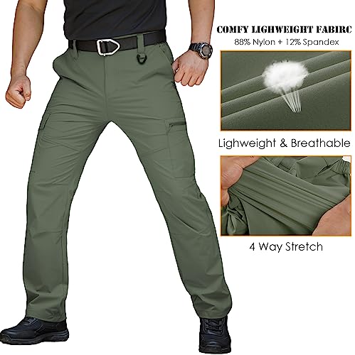 MANSDOUR Men's Hiking Pants Lightweight Quick Dry Work Cargo Pants for Men Water Resistant Tactical Trousers Outdoor Travel Fishing Pants Breathable Causal Camping Pants with Multi Pockets