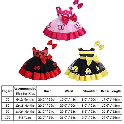 Newborn Toddler Baby Girl Princess Dress Cake Smash Birthday Tutu Dress+Headband Outfits Halloween Christmas Baptism Party Clothes Set for Cake Smash Photo Shoot Yellow-Bee 12-18 Months