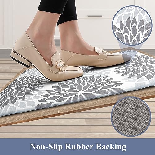 HEBE Anti Fatigue Kitchen Rug Sets 2 Piece Non Slip Kitchen Mats for Floor Cushioned Kitchen Rugs and Mats Waterproof Comfort Standing Mat Runner for Kitchen,Home Office,Sink,Laundry