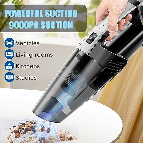 Toirneach Handheld Vacuum Cordless, Car Vacuum Cleaner Cordless Dust Busters Cordless Handheld Vacuum 9000Pa Powerful Suction Portable Rechargeable Lightweight for Home, Car, Kitchen and Office