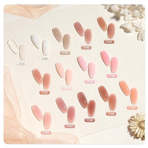 GAOY Poly Extension Nail Gel Kit with UV Light, 14 Pcs Natural Pink Nude Poly Nail Gel Starter Kit with Slip Solution and Tools for Nail Art DIY