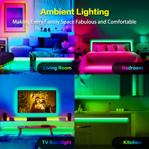KEXU LED Lights for Bedroom 65.6ft Smart WiFi and Bluetooth LED Strip Lights Work with Alexa Google Home Music Sync Color Changing LED Lights Strip with App and Remote Control