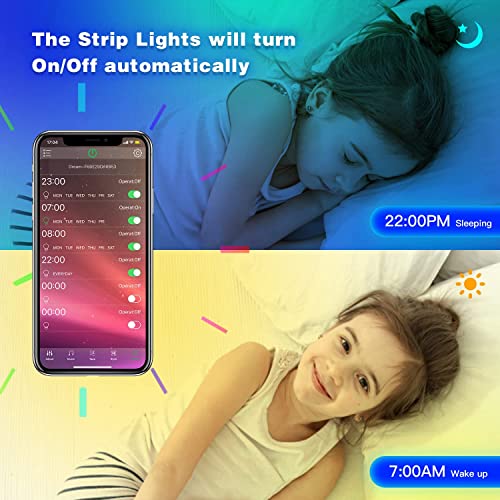 KEXU LED Lights for Bedroom 65.6ft Smart WiFi and Bluetooth LED Strip Lights Work with Alexa Google Home Music Sync Color Changing LED Lights Strip with App and Remote Control