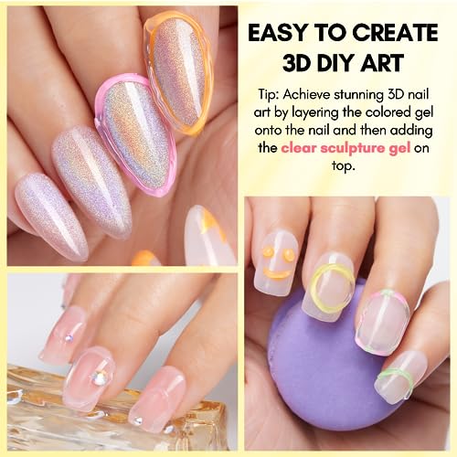 Makartt 15g 3D Nail Gel Sculpting Gel Nail Art Glue for Nail Art Designs DIY Nail Craving 3D Gel Nail Art Polish Painting Drawing Nail molding Gel Sculpture Gel Nail Decoration Manicure Charms Clear