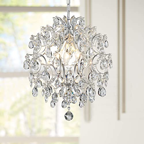 Bestier Chandelier Crystal Raindrop Lighting Ceiling Light Fixture Lamp for Dining Room Bathroom Bedroom Livingroom Entryway 3 E12 Bulbs Required D16 in x H18 in