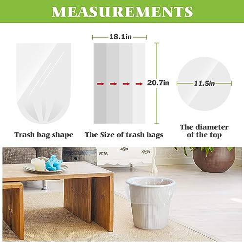 3 Gallon 80 Counts Strong Trash Bags Garbage Bags by Teivio, Bathroom Trash Can Bin Liners, Plastic Bags for home office kitchen, Clear