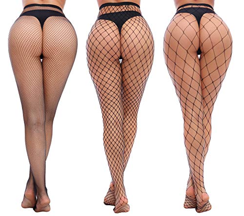 Charmnight Womens High Waist Tights Fishnet Stockings Thigh High Pantyhose 3 Pair(1)