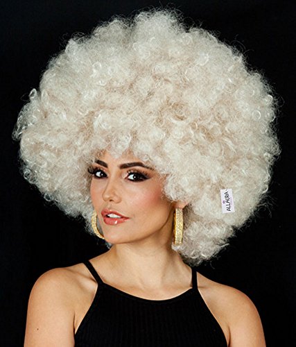 ALLAURA - Deluxe 70s Afro Wig Women Huge Blonde Jumbo Afro Disco Costume Wigs 70's Costumes Accessories Disco Outfit Women