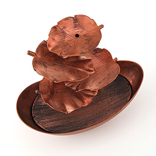 Creative Ingot Lotus Leaf Flowing Water Tabletop Fountain with LED Night Light, Automatic Pump USB Desk Fountain Home Office Decor(Bronze-Coloured)