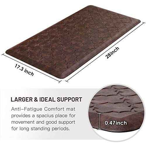 WISELIFE Kitchen Mat Cushioned Anti Fatigue Floor Mat,17.3"x28", Thick Non Slip Waterproof Kitchen Rugs and Mats,Heavy Duty Foam Standing Mat for Kitchen,Floor,Home,Desk,Sink, Brown