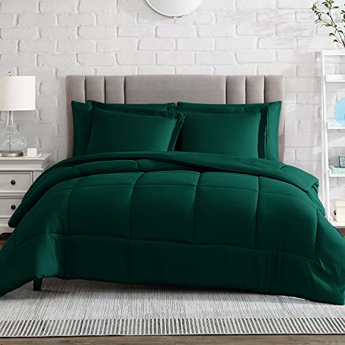 American Home Collection Comforter Set, Extra Warm Down Alternative Ultra Soft Microfiber, 3 Pieces Set with 1 Comforter and 2 Pillow Shams (Full/Queen, Forest Green)