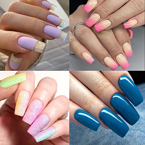 UNA GELLA Square Fake Nails 504pcs Square Gel Clear Acrylic French False Press on Nails Tips Pre-shape for Full Cover Nail Extension Nail Art, Home DIY Nail Salon 10 Sizes False Gelly Tips