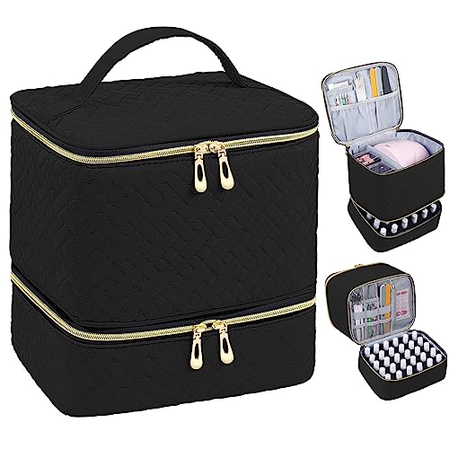 RZMAYIS Nail Polish Carrying Case Bag-Holds 30 Bottles, Double-Layer Nail Polish Storage and Nail Dryer Case