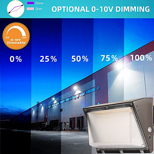 Dimmable 120W LED Wall Pack Light with Dusk to Dawn Photocell, 100-277V 16800LM 800-1000W HPS/HID Equiv., 5000K Daylight Outdoor Security Lighting, UL/DLC Commercial Wall Mount Lights for Building