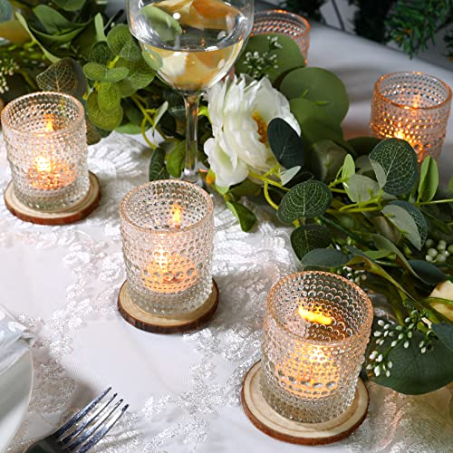 24 Pack Votive Candle Holders for Wedding Candle, Clear Glass DIY Wax Filling Romance Tealight Candle Holders for Wedding Table Decor, Gift, Home Decoration（Clear,24）