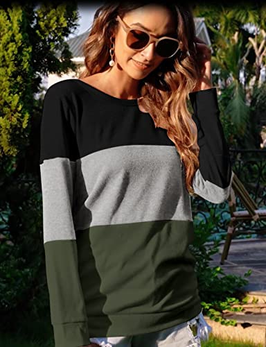 Halife Tunic Tops to Wear with Leggings Long Sleeve Color Bock Shirts Fall Outfits Green S