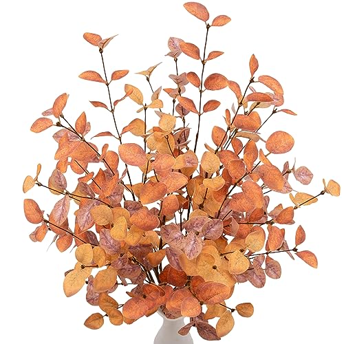 VGIA 6 Pcs Aritificial Eucalyptus Stems Fall Decorations with Fall Eucalyptus Leaves Stems Autumn Decorations with Fall Plants for Floral Arrangements