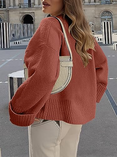 ANRABESS Sweaters for Women Oversized Crewneck Long Sleeve Knit Pullover Casual Chunky Cashmere Warm Fuzzy Tops 2023 Fall Outfits Fashion Clothes 626xiuhong-L Rust