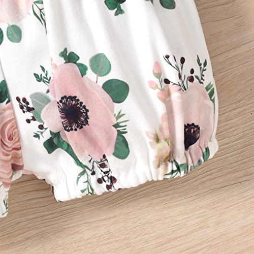 Aalizzwell 12-18 Months Baby Girls Clothes Ribbed Short Sleeve Bloomer Shorts Floral Summer Outfit Green