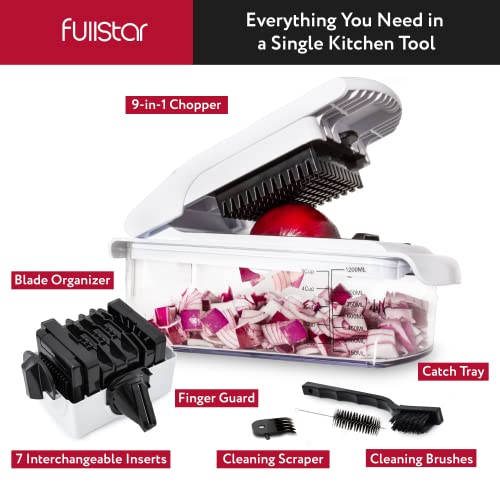 Fullstar 9-in-1 Deluxe Vegetable Chopper Vegetable Cutter - Spiralizer Vegetable Slicer Dicer - Onion Chopper Food Chopper Veggie Chopper - Juicer Peeler Egg Slicer & Separator - Kitchen Gadgets White