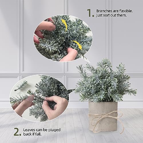 PENGYEE Small Fake Plants 4Pcs Indoor Artificial Potted Plants Set for Room Decor- Mini Green Plastic Faux Plants in White Pot for Home Kitchen Laundry Office Farmhouse Classroom Shelf Decor
