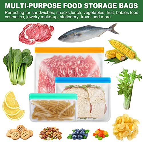 8 Pack Gallon Freezer Bags, Reusable Ziplock Bags Silicone Bags Reusable Food Storage Bags, Large Zip Lock Bags Gallon, Lunch Home Fridge Kitchen Organization and Storage Meal Prep Freezer Containers