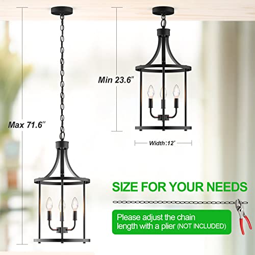 PARTPHONER Chandelier Pendant Light Fixture, 3 Light Farmhouse Black Chandelier Pendant Lighting，Open Frame Hanging Light Fixture for Dining Room Foyer Entrance Kitchen Island