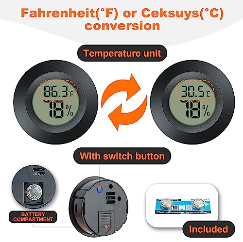 2 Pack Hygrometer Thermometer Mini Digital LCD Monitor Indoor/Outdoor Humidity Meter Gauge Temperature for Humidifiers Dehumidifiers Greenhouse Reptile Humidor Fahrenheit/Celsius(℉/℃) by QPEUIM