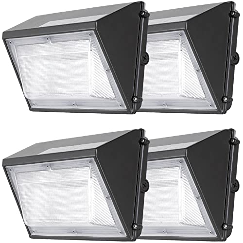 ZJOJO 4 Pack 80W LED Wall Pack Light with Photocell,Dusk to Dawn Outdoor Lighting Fixture,IP65 Waterproof,300-400W HPS/MH Replacement,9600lm 5000K Commercial Security Lights,5-Year Warranty