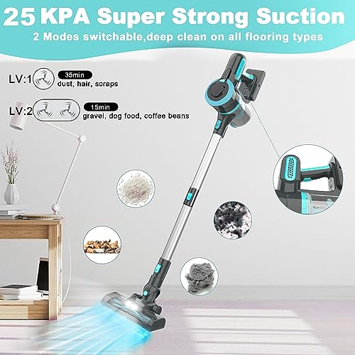 Foppapedretti 2023 New Upgrade Cordless Vacuum Cleaner, 4 in 1 Multifunction Cordless Stick Vacuum, 2200mAh Vacuum Cleaner Rechargeable, Hardwood Floor Pet Hair for Home