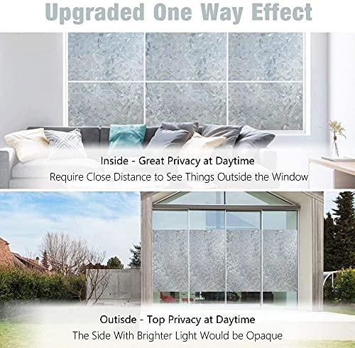 rabbitgoo Window Privacy Film, Static Cling Rainbow Film Decorative Window Tinting Film for Home, Daytime Protection Stained Glass Films Heat Control Window Clings, Grayish Silver, 17.5x78.7 inches