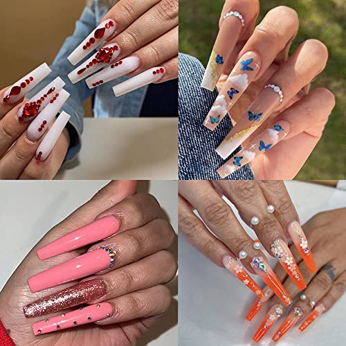 AddFavor 240pcs Long Coffin Nail Tips Clear XXL Extra Long Ballerina Gel x False Nail Tips C Curve Fake Nails for Acrylic Nail Art Salon and Home DIY Design