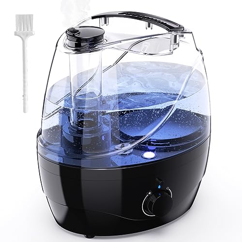 Humidifiers for Bedroom Large Room Home, 2.2L Cool Mist Humidifier for Baby Kids, 30 Hours with Whisper-Quiet Operation, Adjustable 360° Rotation Nozzle, Night Light Function, BPA Free(black)