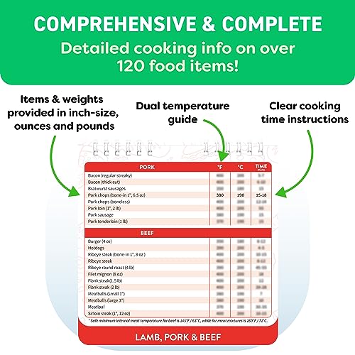 Air Fryer Cheat Sheet Magnets Cooking Guide Booklet - Air Fryer Magnetic Cheat Sheet Set Cooking Times Chart - Cookbooks Air Fryer Accessories Oven Cooking Pot Temp Guide Kitchen Conversion