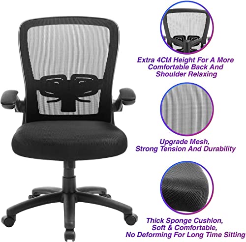 Ergonomic Desk Task Chair Clearance with Adjustable Height, Lumbar Support, High Back Mesh Computer Executive Chair with Flip up Armrests for Home Office - 300lb