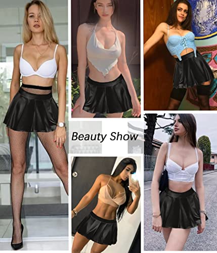 Avidlove Stretchy Shiny Metallic Mini Skirt for Women Sexy Nightout Wear Stripper Outfit