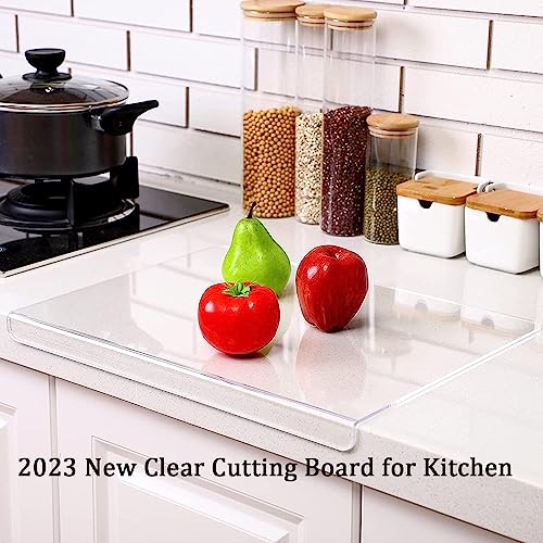 Acrylic Cutting Boards for Kitchen Counter, Acrylic Anti-Slip Transparent Cutting Board, Clear Cutting Board for Countertop, Suitable For Counter Countertop Protector Home Restaurant（18x14 in）