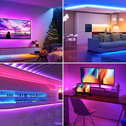 Lepro RGB LED Strip Lights Kit, 16.4ft 24V Flexible LED Light Strip, 5050 SMD LED, Color Changing Rope Light with Remote Controller and 24V Power Supply for TV Backlight, Home, Kitchen, Bedroom