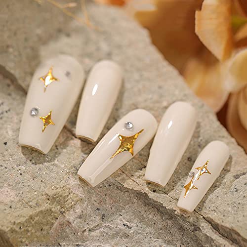 7 Sheets Gold Nail Art Stickers, Butterfly Heart Letters Numbers Stars Eyes Nail Self-Adhesive Sticker Design, 3D Gold Geometry Nail Transfer Decals for Women Girls Manicure Charms Decorations