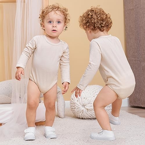 CARETOO Newborn Baby Boy Clothes,Infant Boy Romper Fall Winter Outfits Bodysuit 2Pcs Striped Long Sleeve Top Overalls 0-18M(Brown 6-12M)