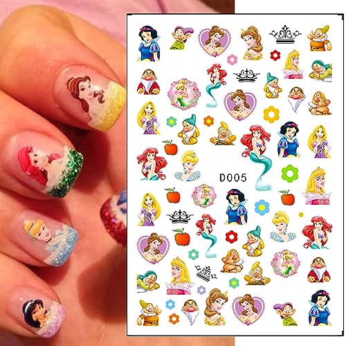 Designer Nail Art Stickers Decals, Cute Cartoon 3D Nail Self-Adhesive Sticker Designs, Kawaii Nail Art Stickers for Women Girls Kids, Cute Anime Nail Transfer Decals Decorations, DIY Resin Nail Decal